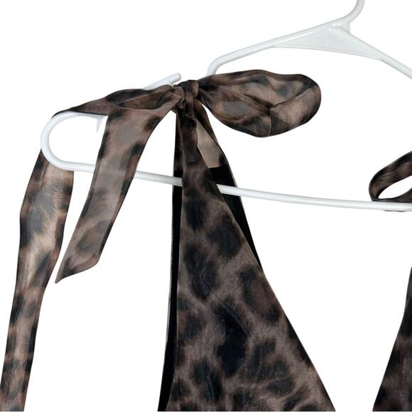 Anthro Daniel Rainn Organza Midi Dress Sleeveless V-Neck Brown Black Size Medium - Picture 9 of 16